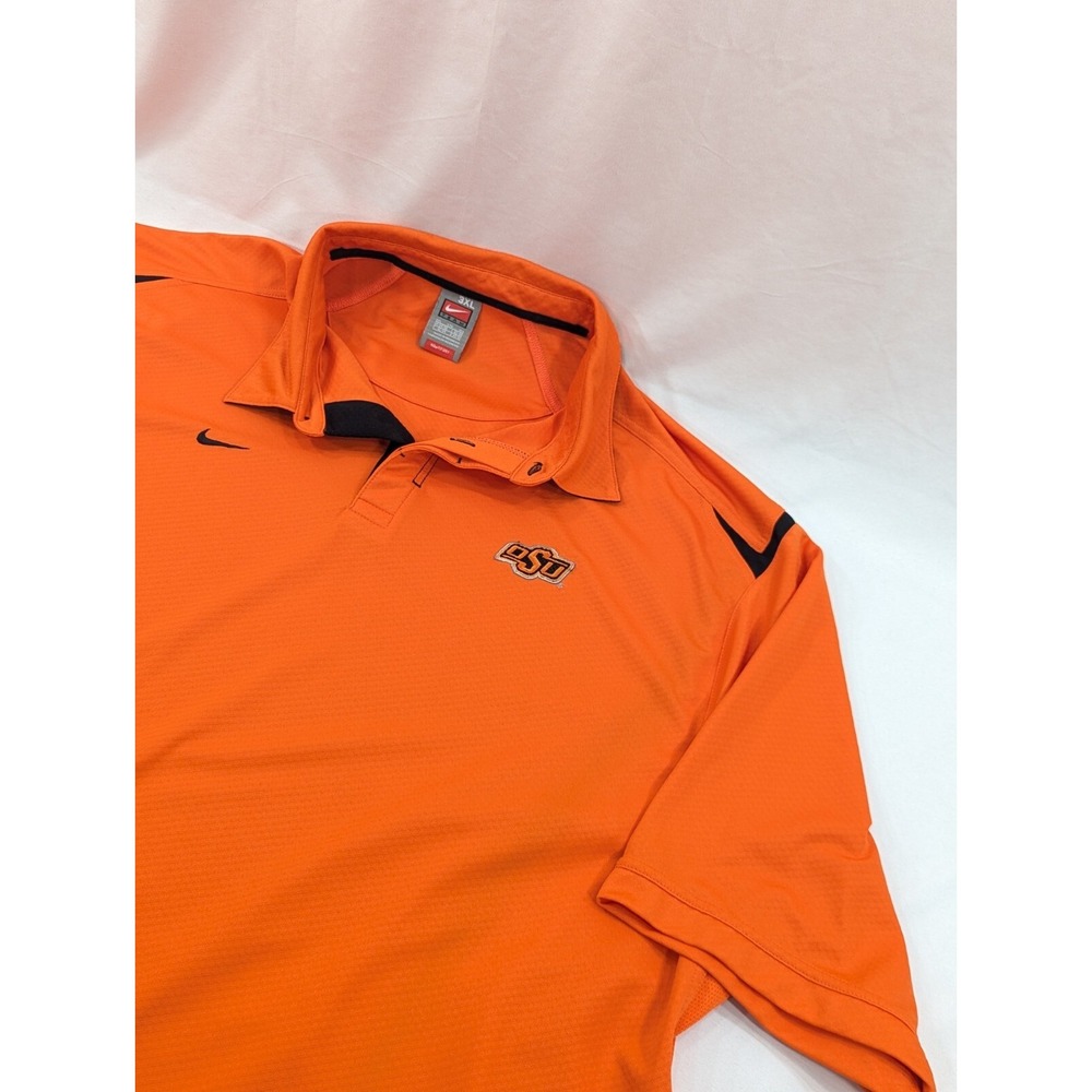 Vintage OSU Oklahoma State Football Shirt Men 3XL Orange Nike Team Polo Pullover